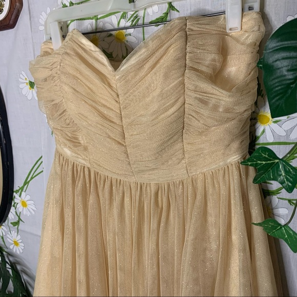 Jill Stuart gold sparkle ruched mesh mini dress - Picture 5 of 9